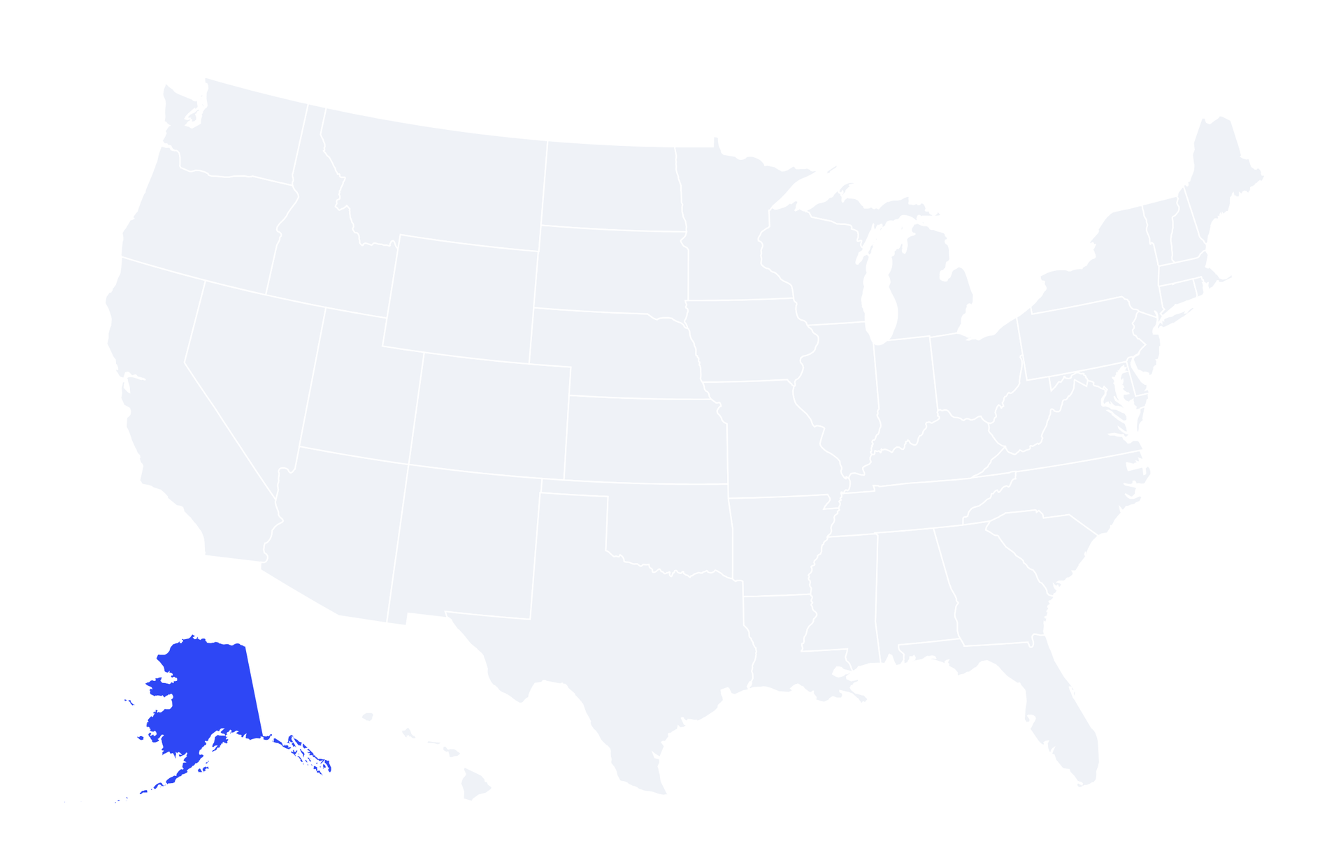 Map of the United States with Alaska highlighted