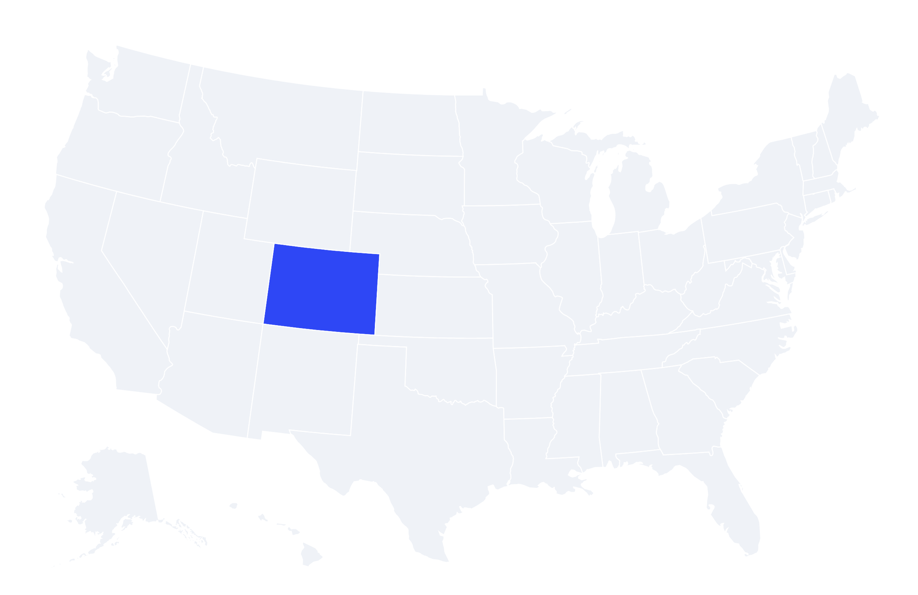 Map of the United States with Colorado highlighted
