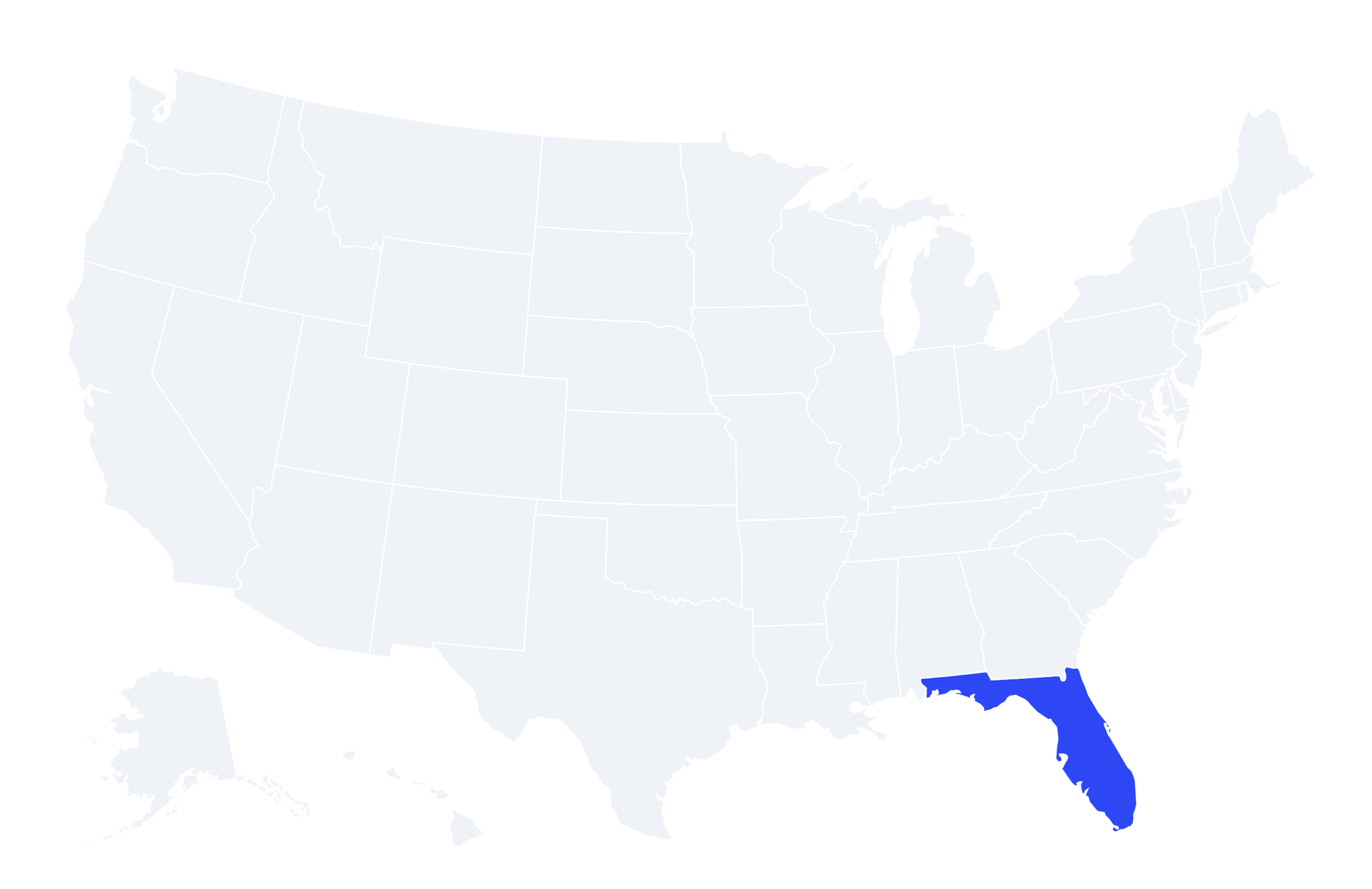 Map of the United States with Florida highlighted