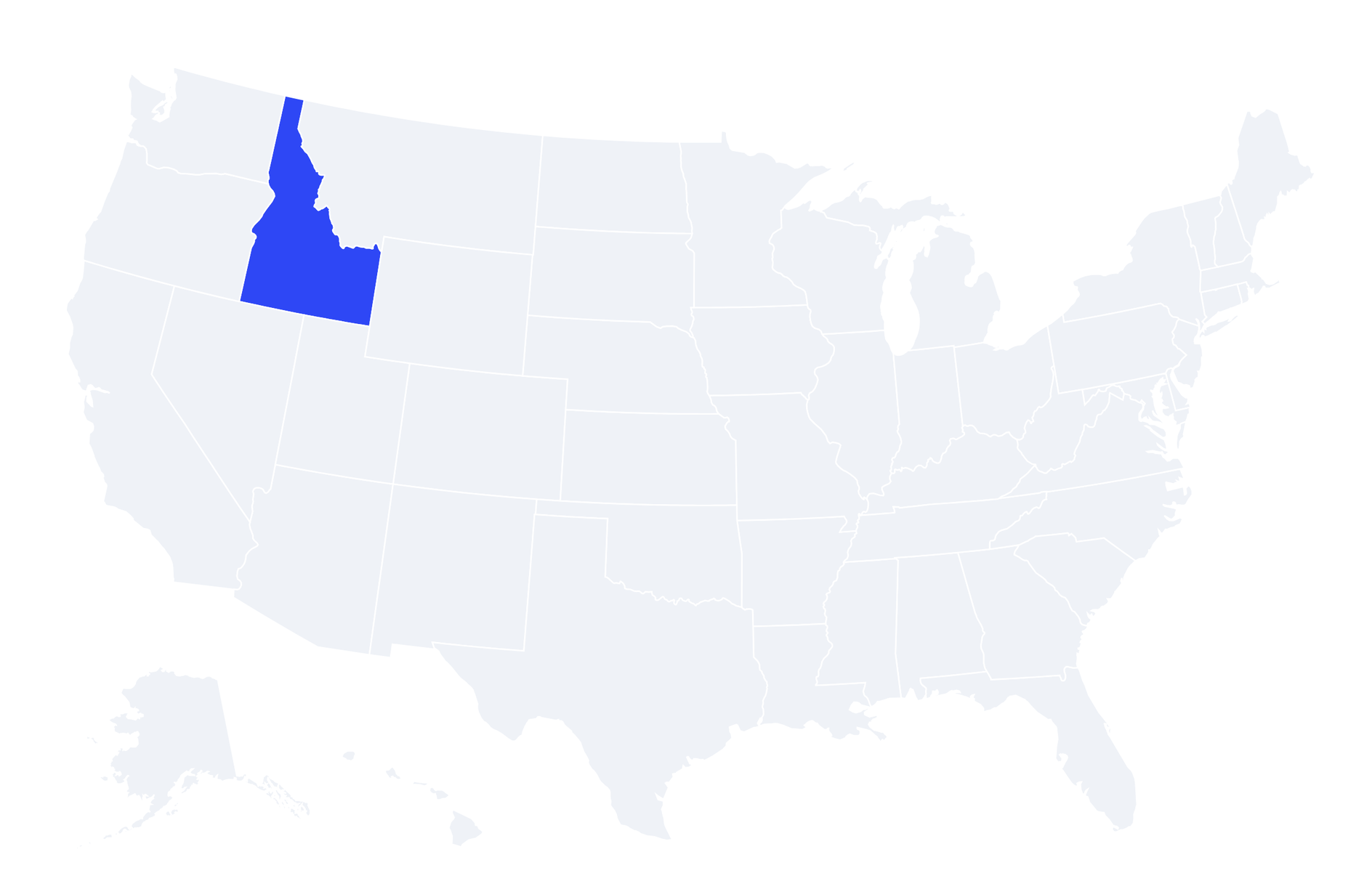 Map of the United States with Idaho highlighted