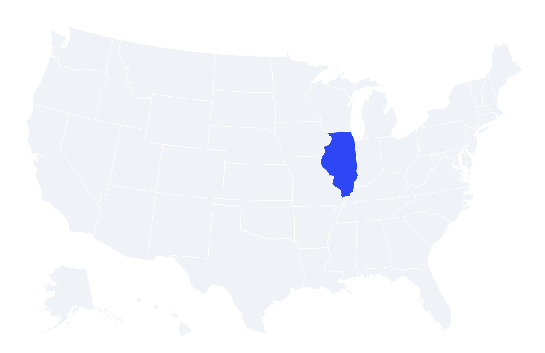Map of the United States with Illinois highlighted