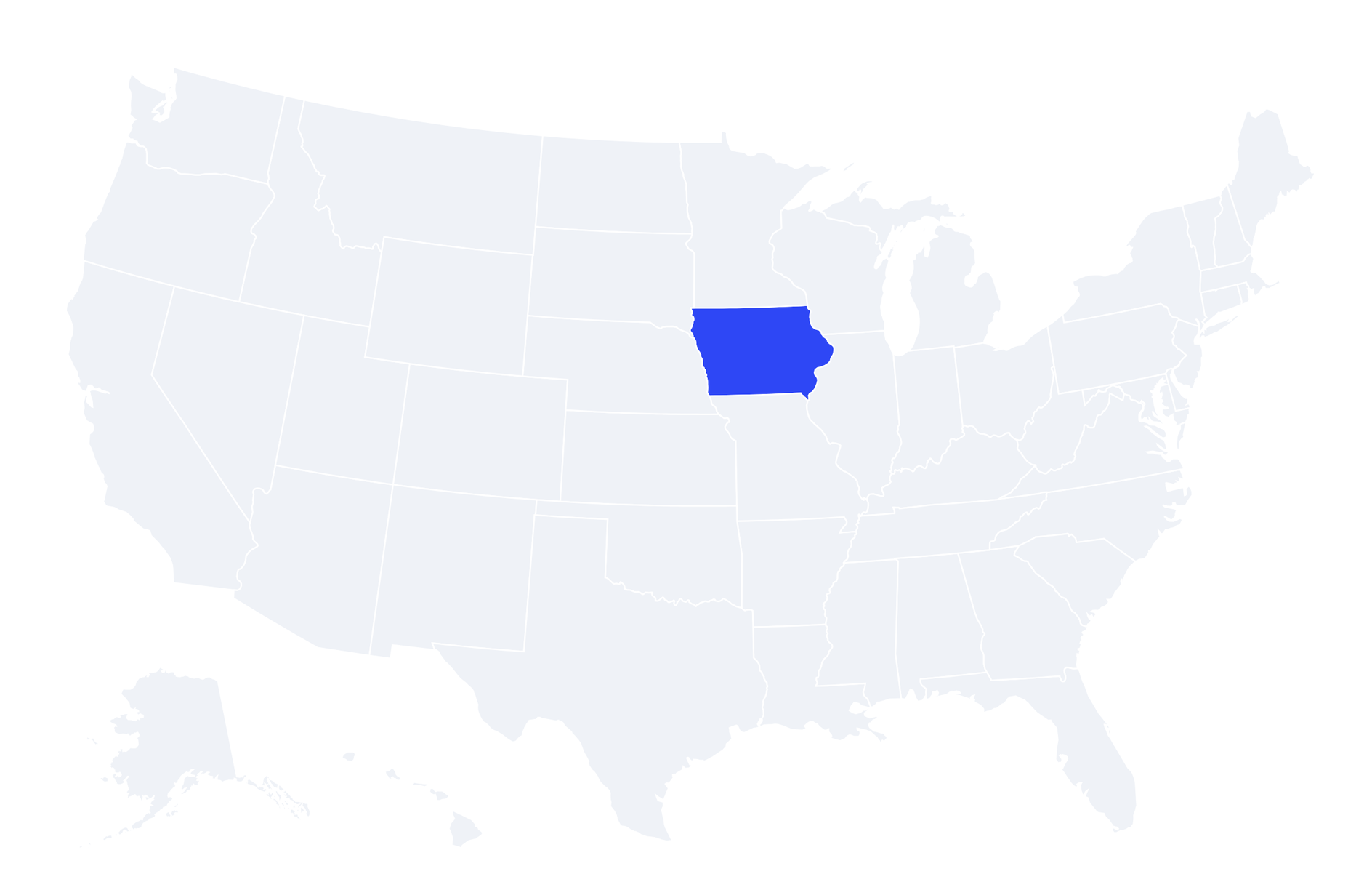 Map of the United States with Iowa highlighted