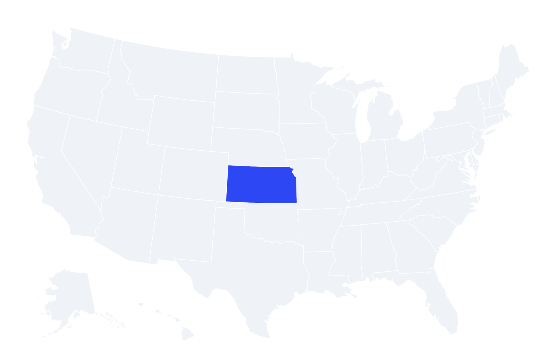 Map of the United States with Kansas highlighted