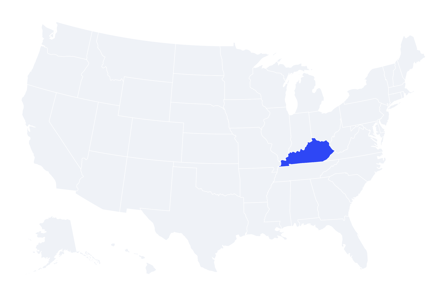 Map of the United States with Kentucky highlighted