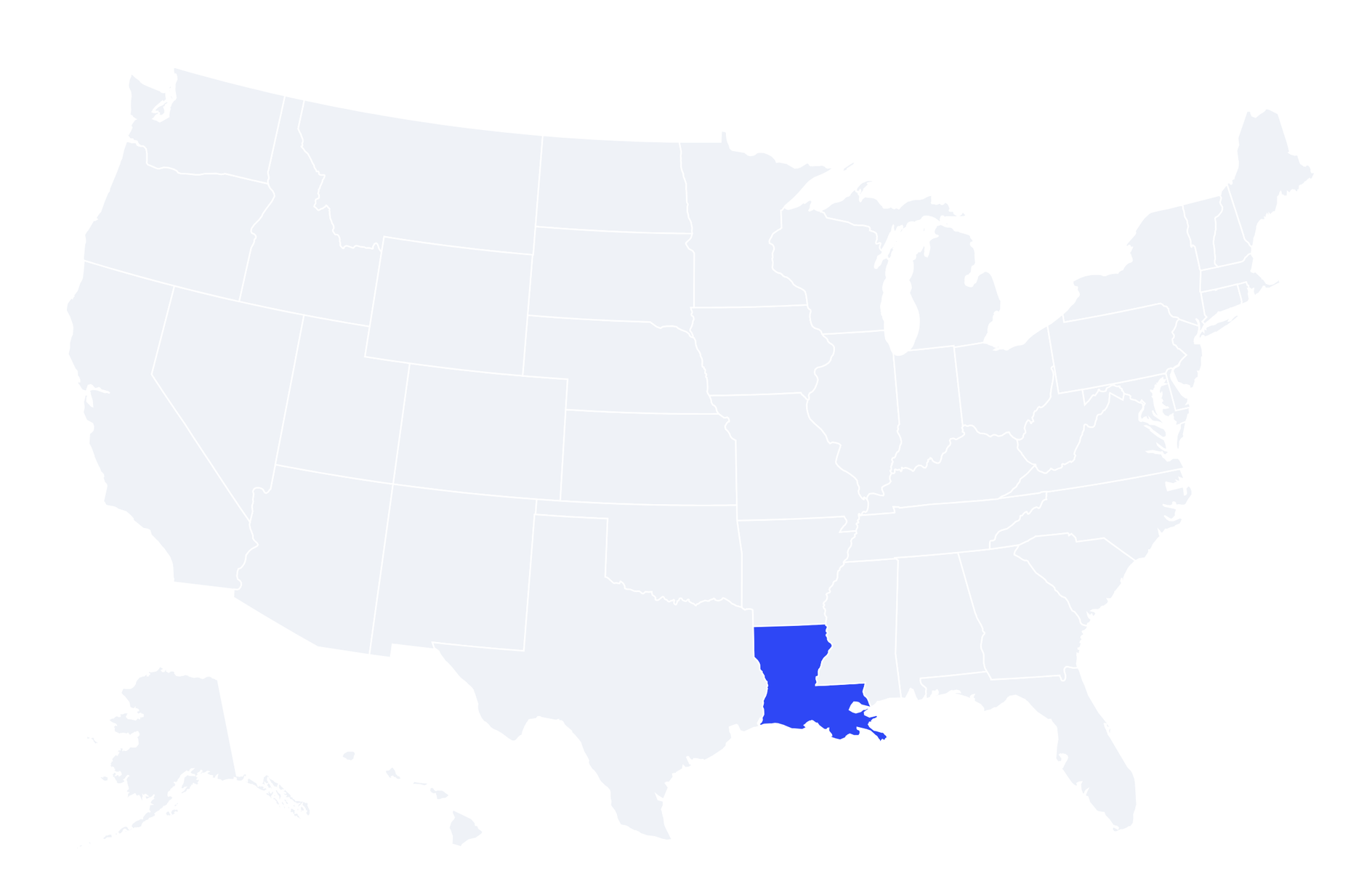 Map of the United States with Louisiana highlighted