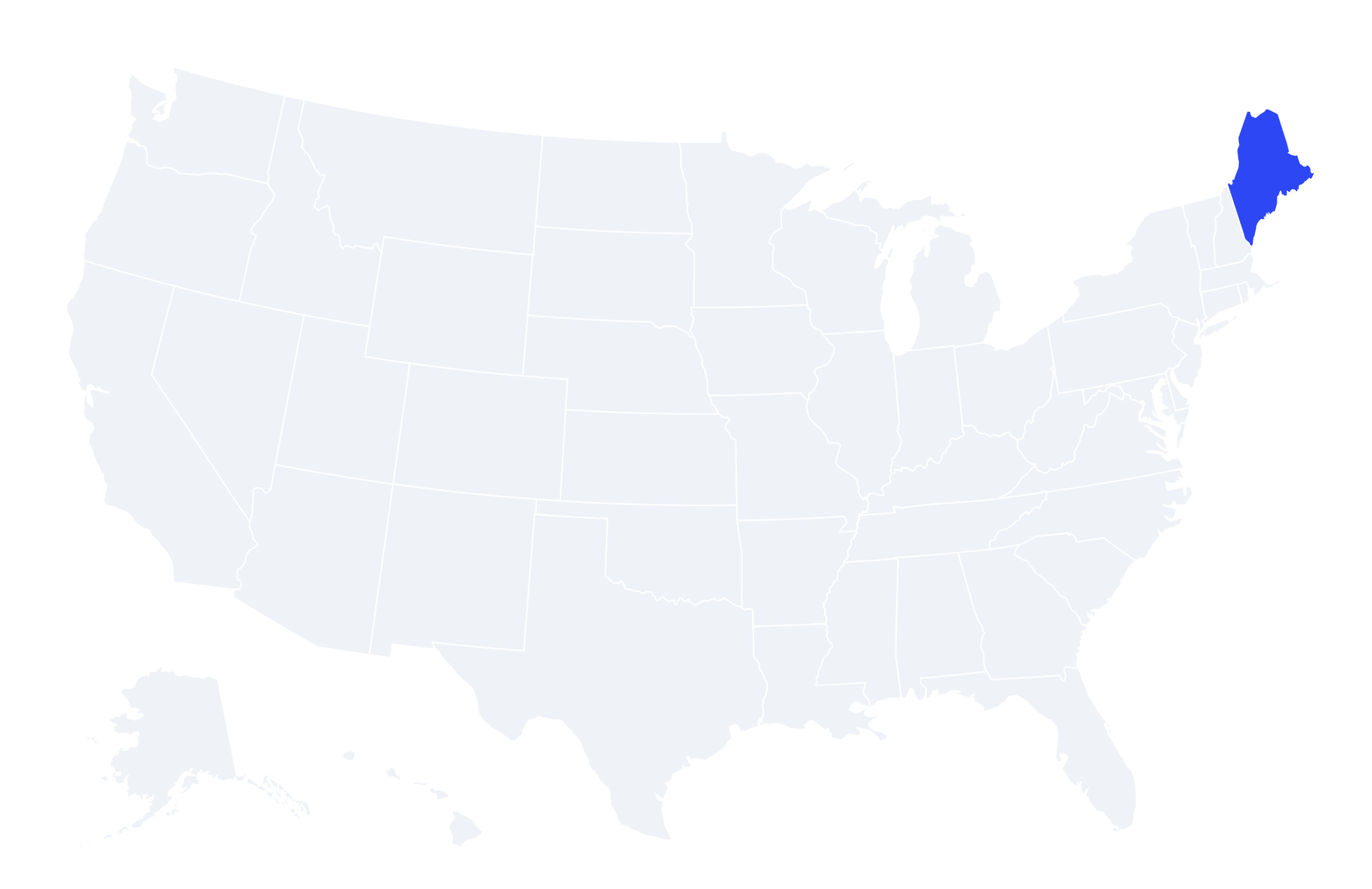Map of the United States with Maine highlighted