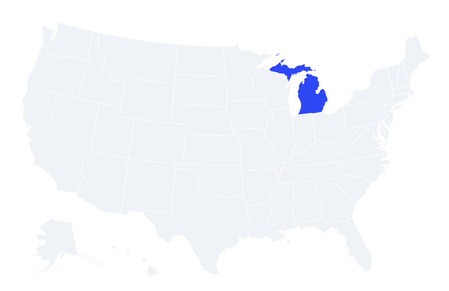 Map of the United States with Michigan highlighted