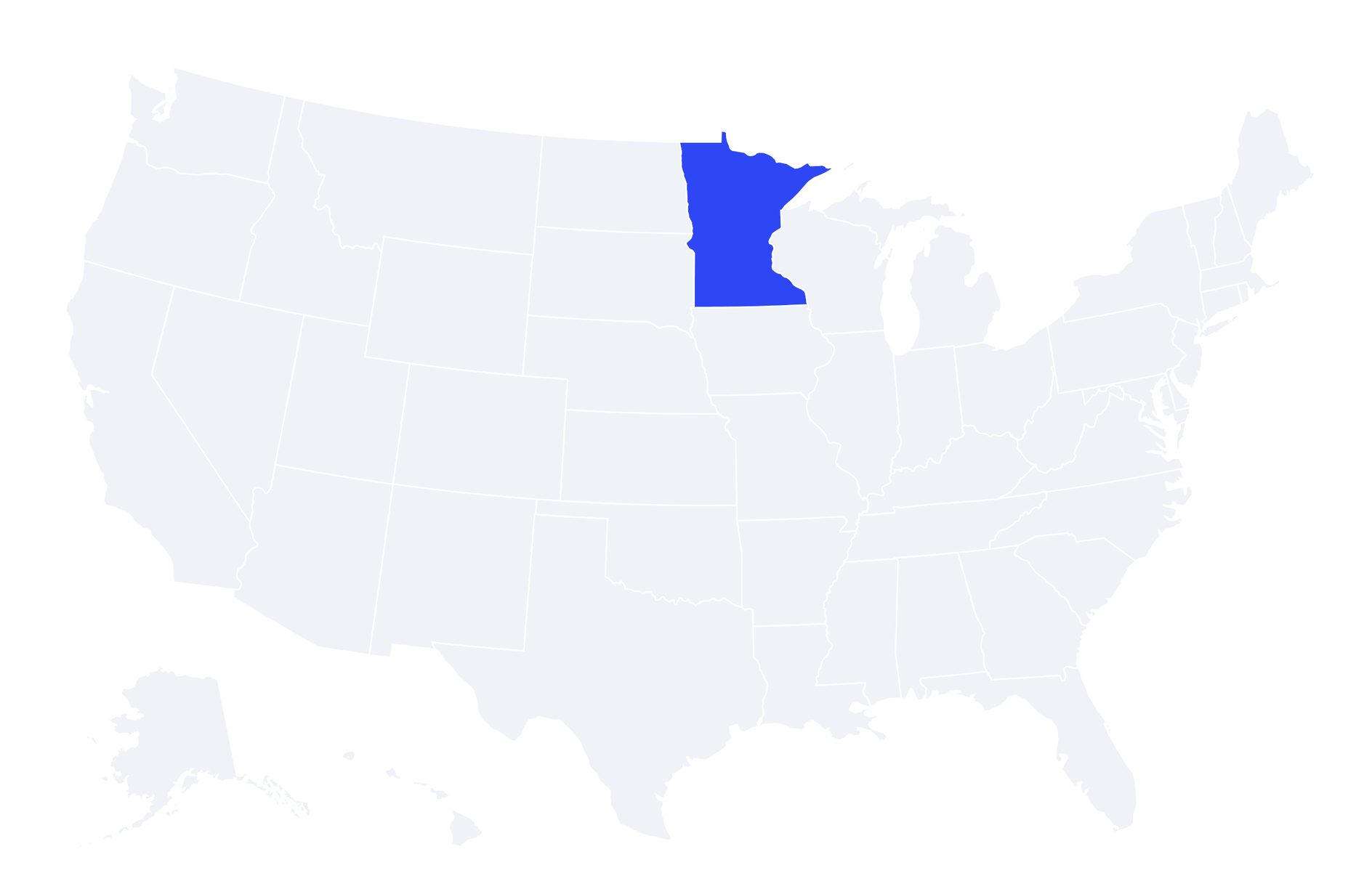 Map of the United States with Minnesota highlighted