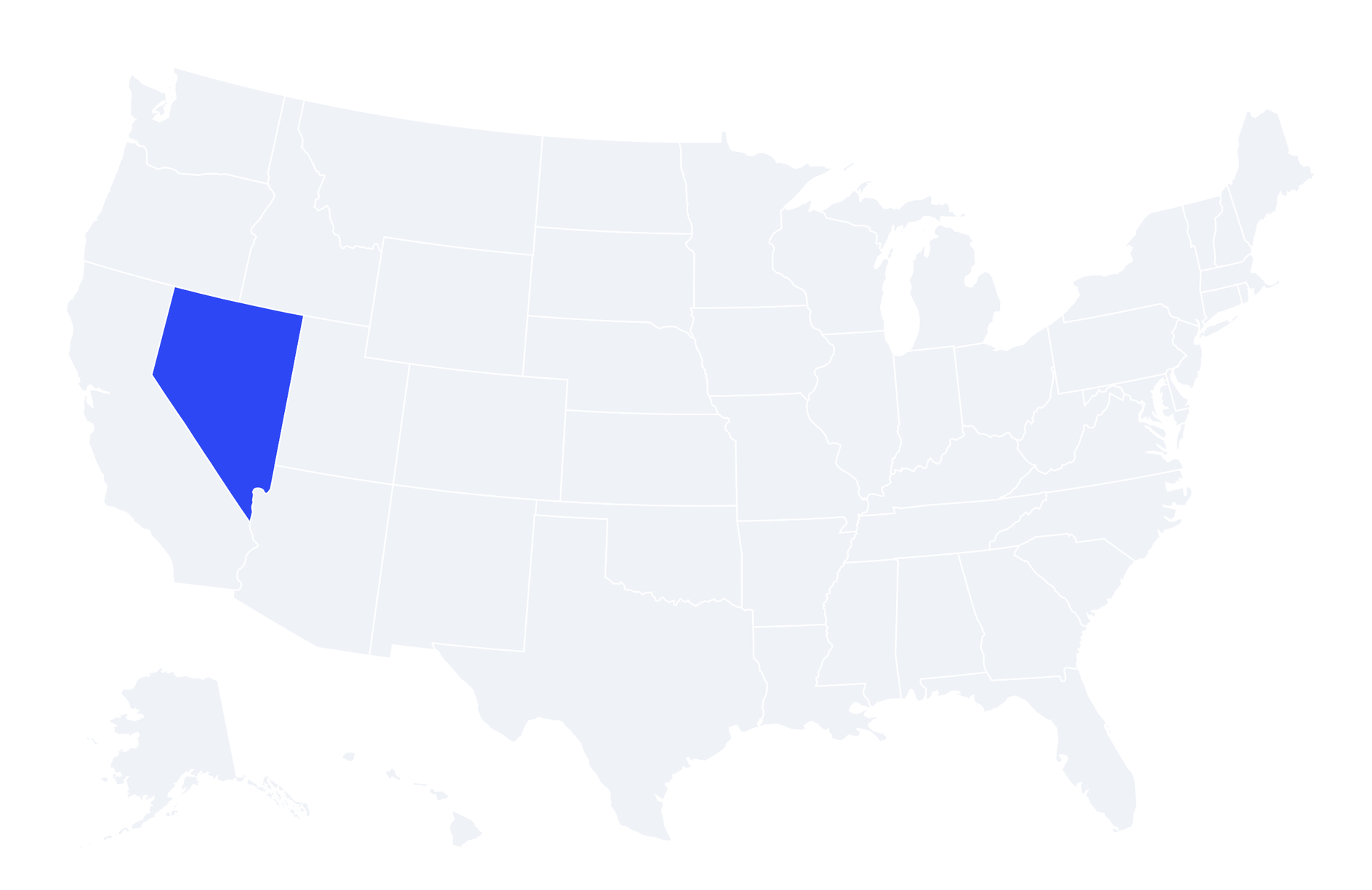 Map of the United States with Nevada highlighted