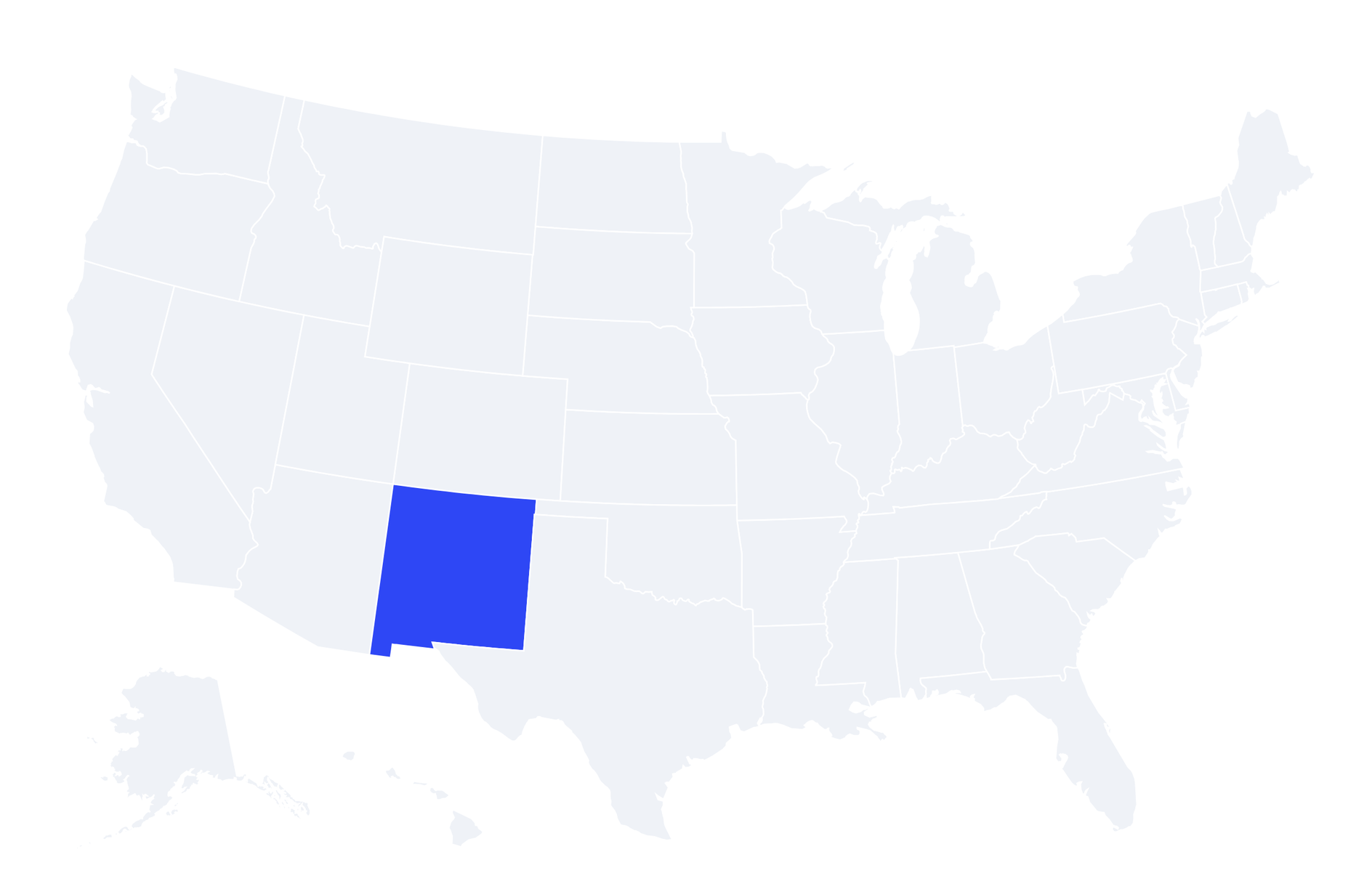 Map of the United States with New Mexico highlighted