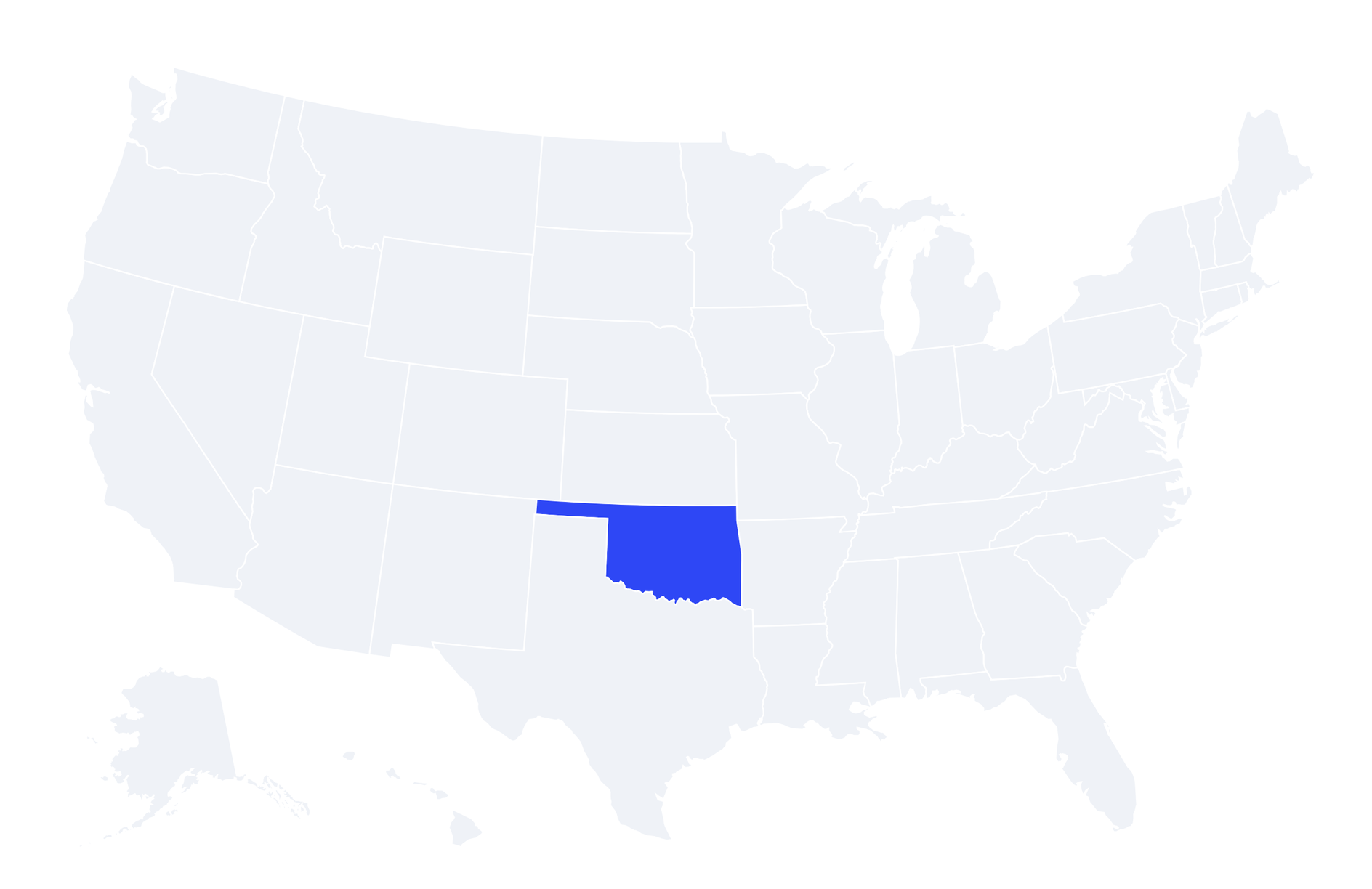 Map of the United States with Oklahoma highlighted
