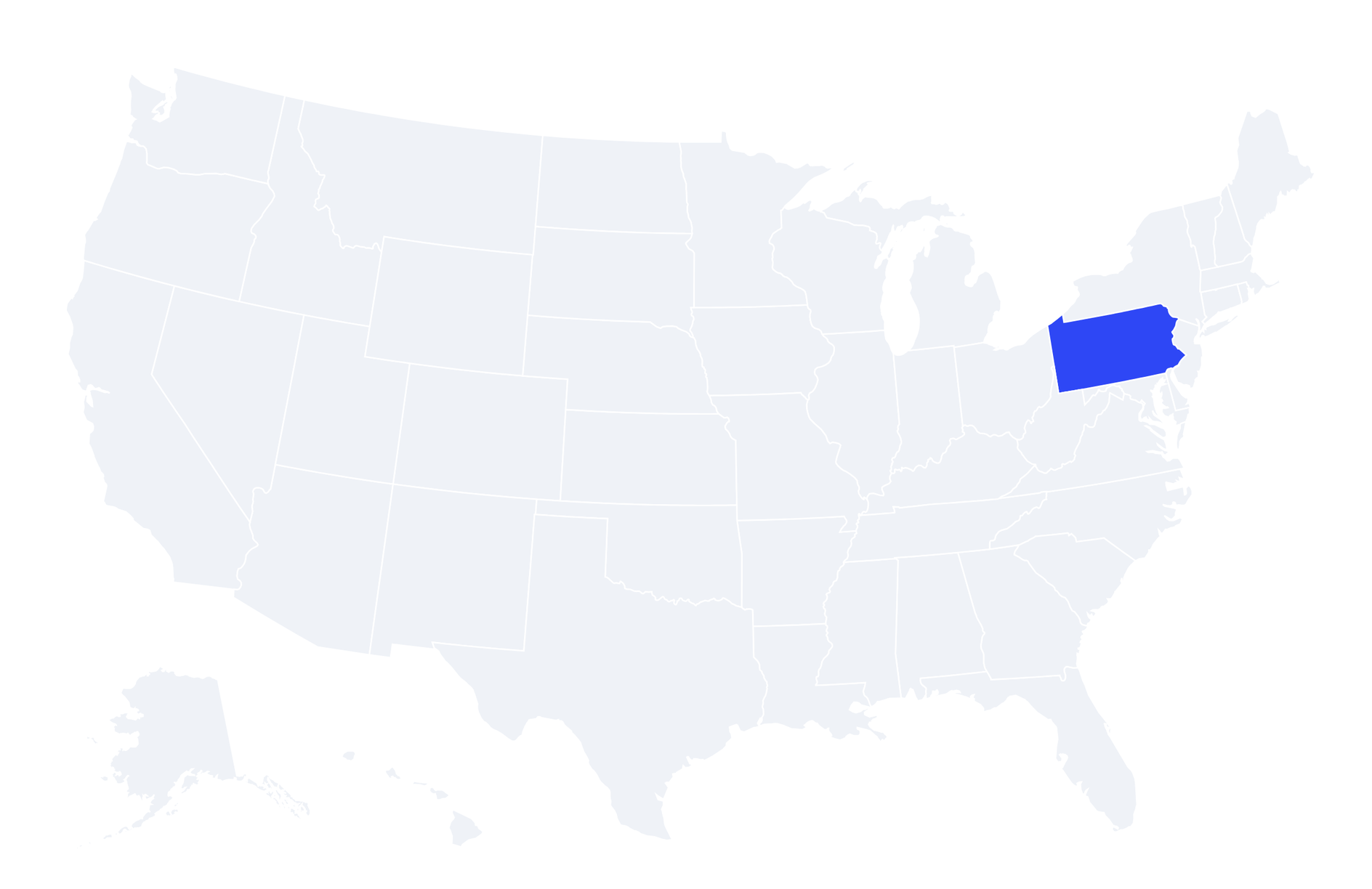 Map of the United States with Pennsylvania highlighted