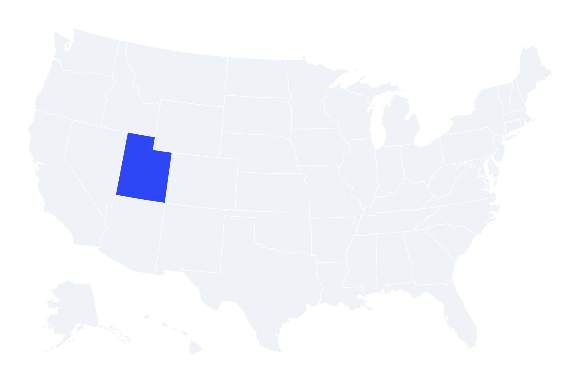 Map of the United States with Utah highlighted