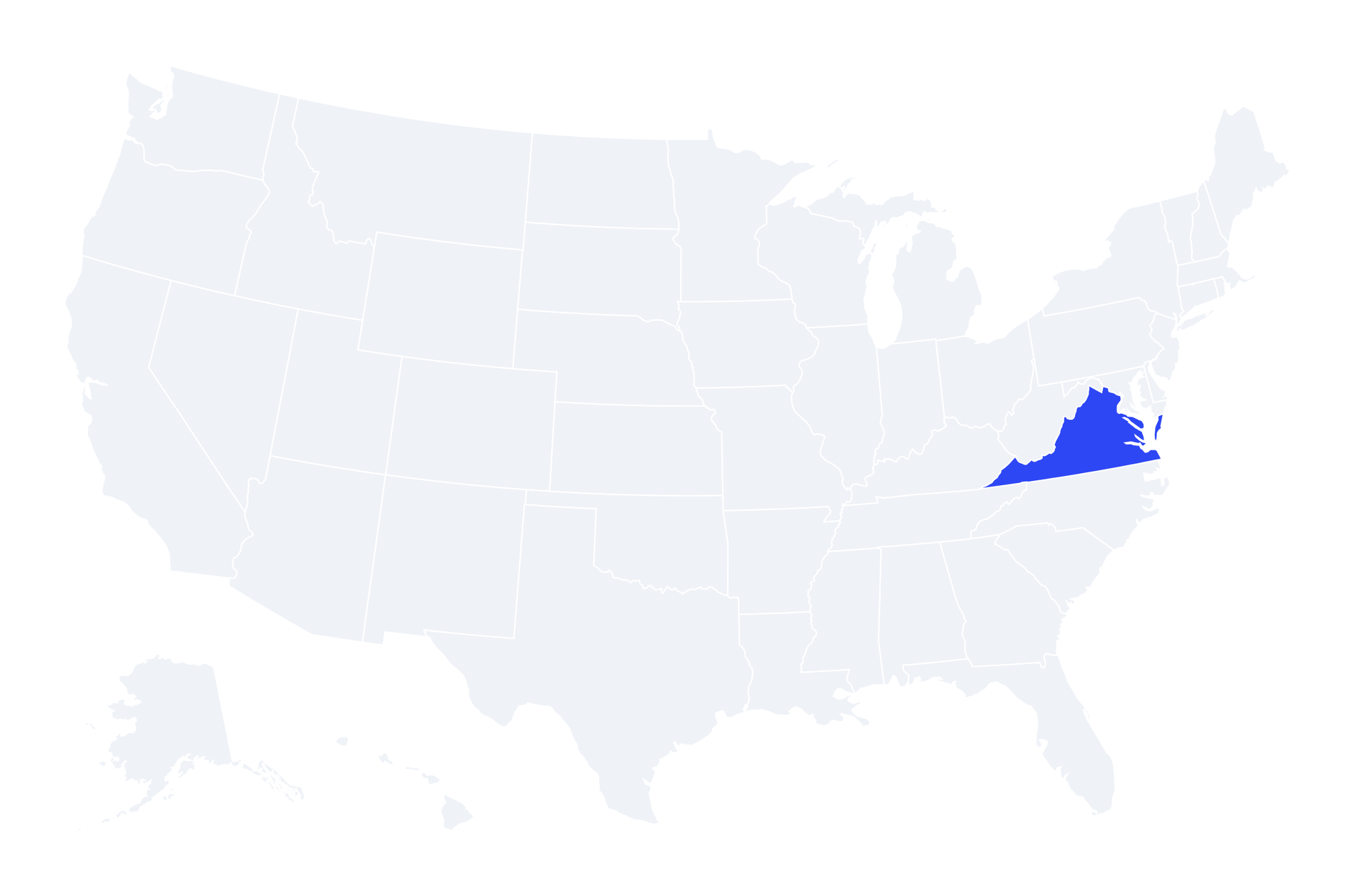 Map of the United States with Virginia highlighted