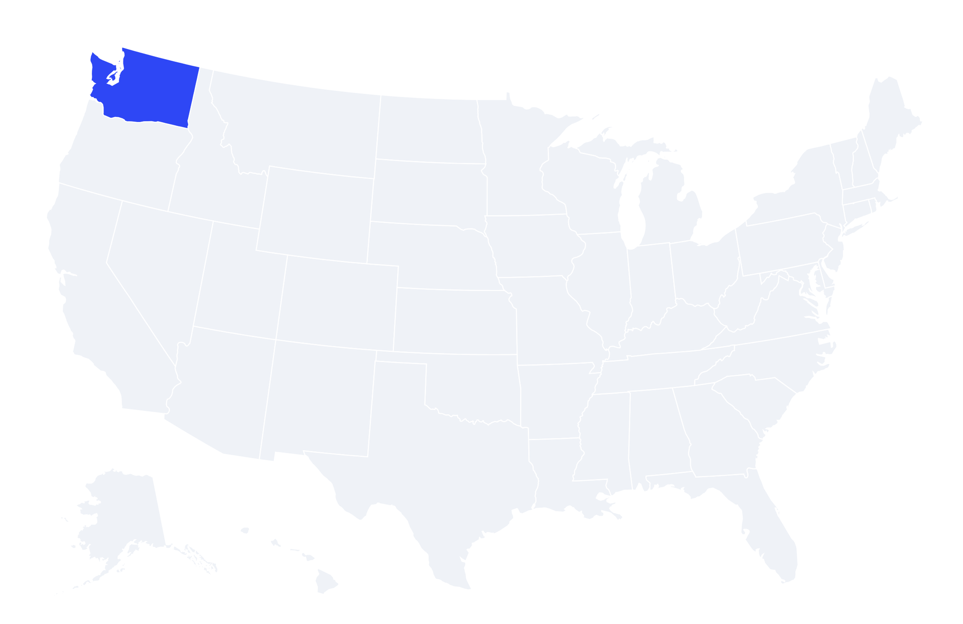 Map of the United States with Washington highlighted