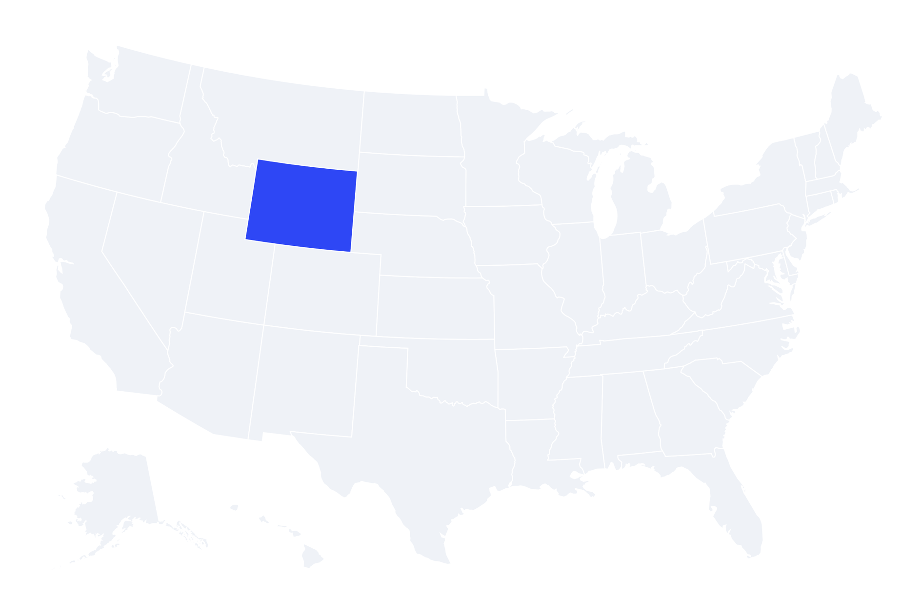 Map of the United States with Wyoming highlighted